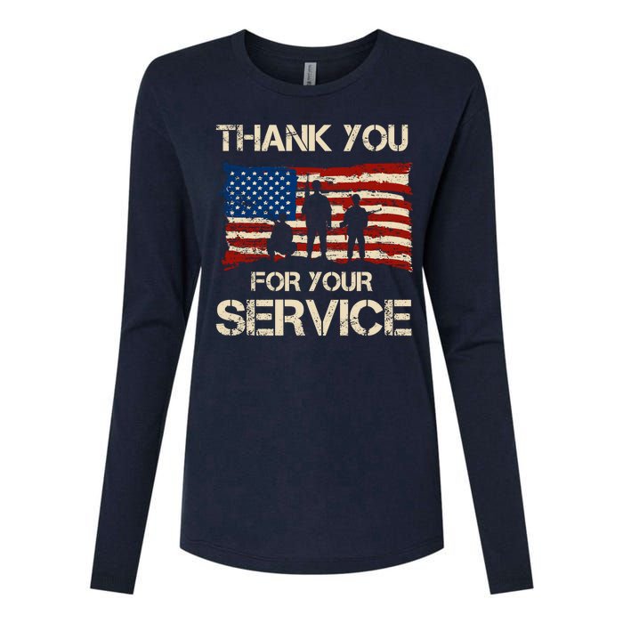 Thank You For Your Service Veterans Day Vintage USA Womens Cotton Relaxed Long Sleeve T-Shirt