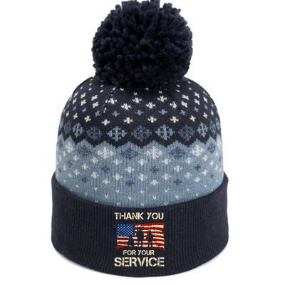 Thank You For Your Service Veterans Day Vintage USA The Baniff Cuffed Pom Beanie