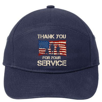 Thank You For Your Service Veterans Day Vintage USA 7-Panel Snapback Hat