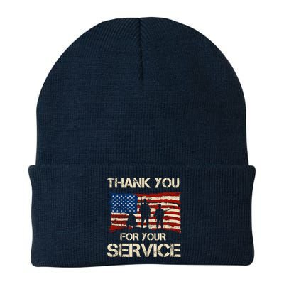 Thank You For Your Service Veterans Day Vintage USA Knit Cap Winter Beanie