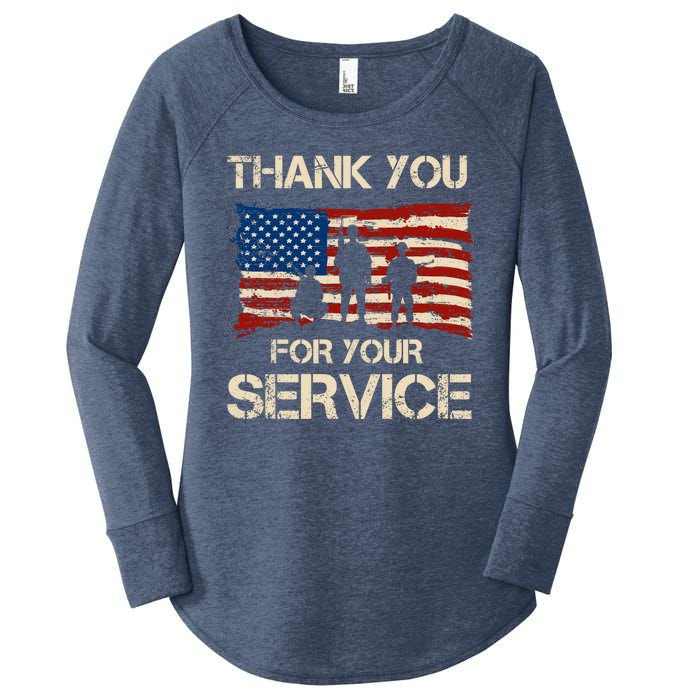 Thank You For Your Service Veterans Day Vintage USA Women's Perfect Tri Tunic Long Sleeve Shirt