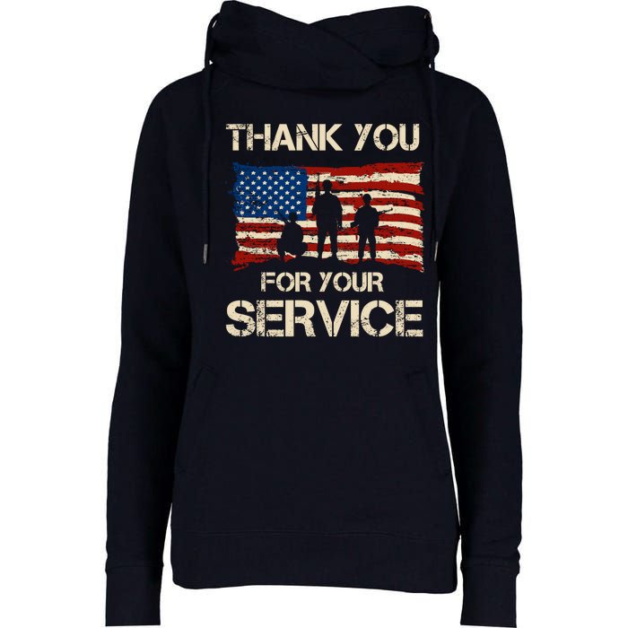 Thank You For Your Service Veterans Day Vintage USA Womens Funnel Neck Pullover Hood