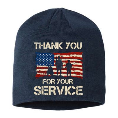 Thank You For Your Service Veterans Day Vintage USA Sustainable Beanie