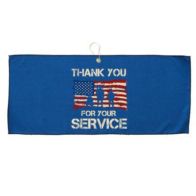 Thank You For Your Service Veterans Day Vintage USA Large Microfiber Waffle Golf Towel