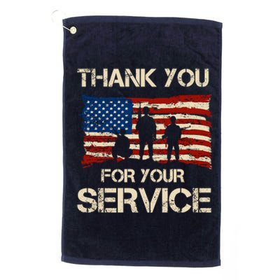 Thank You For Your Service Veterans Day Vintage USA Platinum Collection Golf Towel