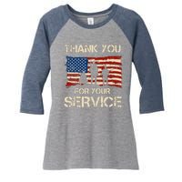 Thank You For Your Service Veterans Day Vintage USA Women's Tri-Blend 3/4-Sleeve Raglan Shirt