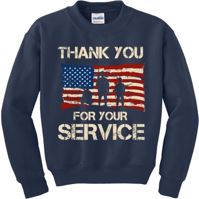 Thank You For Your Service Veterans Day Vintage USA Kids Sweatshirt