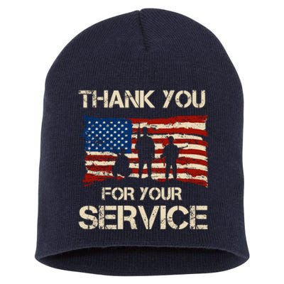 Thank You For Your Service Veterans Day Vintage USA Short Acrylic Beanie