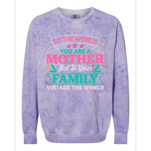 To Your Family You Are The World Inspirational Mother's Day Funny Gift Colorblast Crewneck Sweatshirt