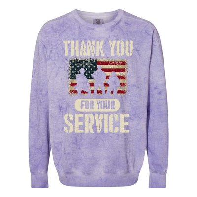 Thank You For Your Service Shirt, Patriotic Veterans Day Colorblast Crewneck Sweatshirt