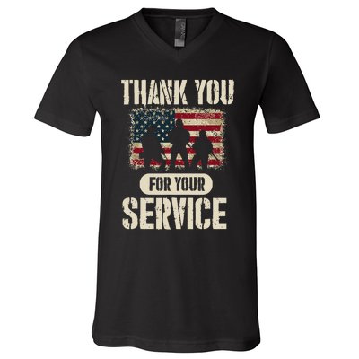 Thank You For Your Service Shirt, Patriotic Veterans Day V-Neck T-Shirt