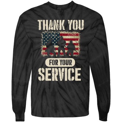 Thank You For Your Service Shirt, Patriotic Veterans Day Tie-Dye Long Sleeve Shirt