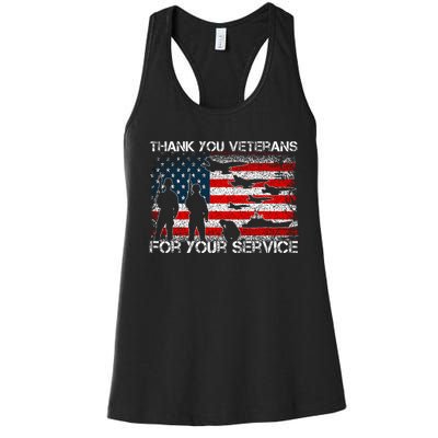 Thank You For Your Service Patriotic Thank You Veterans Day Women's Racerback Tank