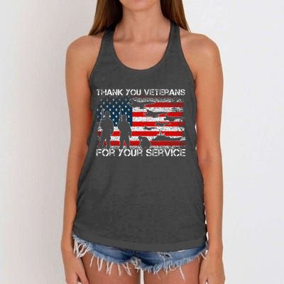 Thank You For Your Service Patriotic Thank You Veterans Day Women's Knotted Racerback Tank