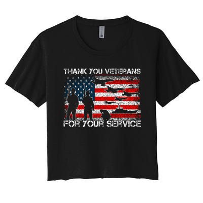 Thank You For Your Service Patriotic Thank You Veterans Day Women's Crop Top Tee