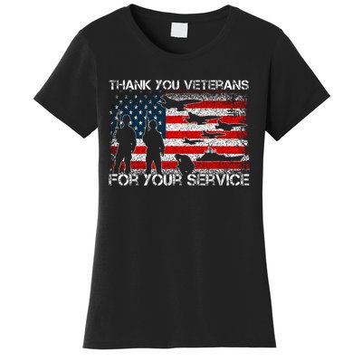 Thank You For Your Service Patriotic Thank You Veterans Day Women's T-Shirt