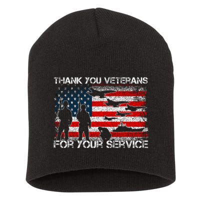 Thank You For Your Service Patriotic Thank You Veterans Day Short Acrylic Beanie