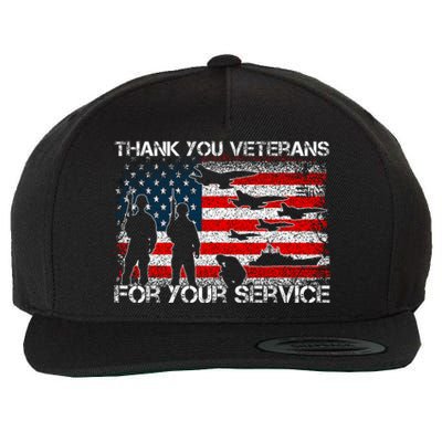 Thank You For Your Service Patriotic Thank You Veterans Day Wool Snapback Cap