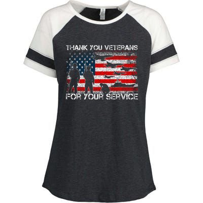 Thank You For Your Service Patriotic Thank You Veterans Day Enza Ladies Jersey Colorblock Tee