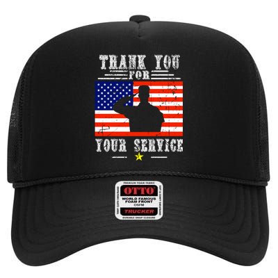 Thank you for your services Patriotic - veterans day High Crown Mesh Back Trucker Hat