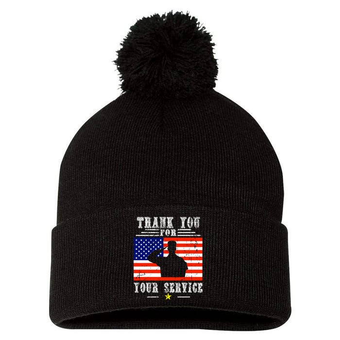 Thank you for your services Patriotic - veterans day Pom Pom 12in Knit Beanie