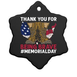 Thank You For Being Brave American Flag Memorial Day Gift Ceramic Star Ornament