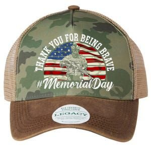 Thank You For Being Brave American Flag Memorial Day Gift Legacy Tie Dye Trucker Hat