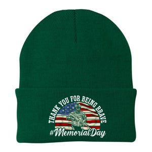 Thank You For Being Brave American Flag Memorial Day Gift Knit Cap Winter Beanie