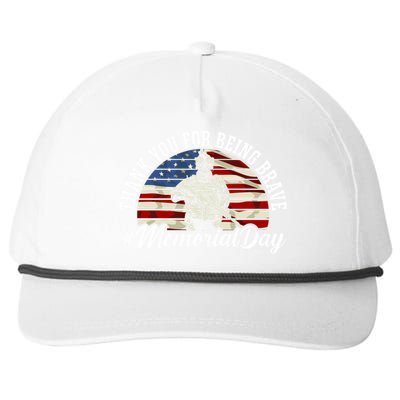 Thank You For Being Brave American Flag Memorial Day Gift Snapback Five-Panel Rope Hat