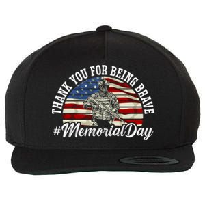 Thank You For Being Brave American Flag Memorial Day Gift Wool Snapback Cap