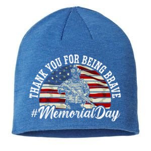 Thank You For Being Brave American Flag Memorial Day Gift Sustainable Beanie