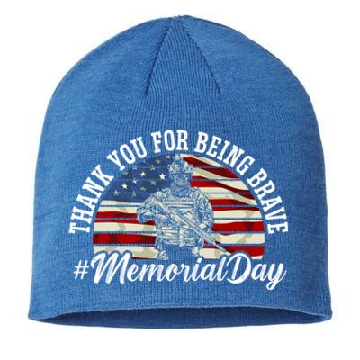 Thank You For Being Brave American Flag Memorial Day Gift Sustainable Beanie