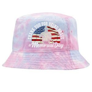 Thank You For Being Brave American Flag Memorial Day Gift Tie-Dyed Bucket Hat