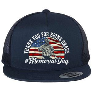 Thank You For Being Brave American Flag Memorial Day Gift Flat Bill Trucker Hat