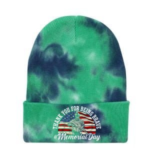 Thank You For Being Brave American Flag Memorial Day Gift Tie Dye 12in Knit Beanie