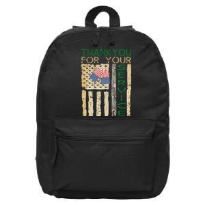 Thank You for your Service Soldier Camouflage 16 in Basic Backpack