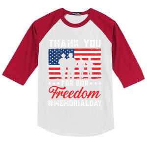 Thank You For Our Freedom Usa American Memorial Day Gift Kids Colorblock Raglan Jersey