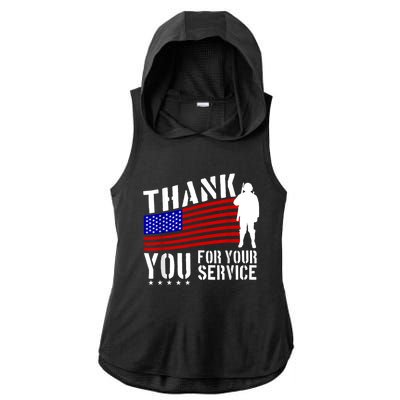 Thank You For Your Service Ladies PosiCharge Tri-Blend Wicking Draft Hoodie Tank