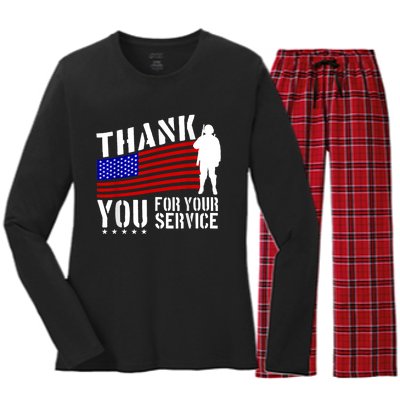 Thank You For Your Service Women's Long Sleeve Flannel Pajama Set 