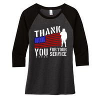 Thank You For Your Service Women's Tri-Blend 3/4-Sleeve Raglan Shirt