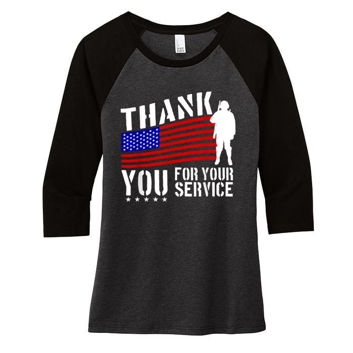 Thank You For Your Service Women's Tri-Blend 3/4-Sleeve Raglan Shirt