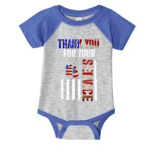 Thank You For You Veterans Day Proud Us Veteran Memorial Day Gift Infant Baby Jersey Bodysuit