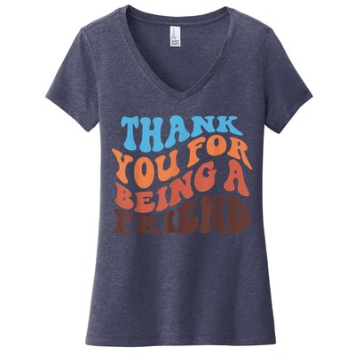 Thank You For Being A Golden Friend Retro Vintage For Girls Women's V-Neck T-Shirt