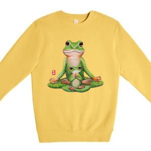 Two Yoga Frogs Meditation Yoga Animal Frogs Lover Gift Cool Gift Premium Crewneck Sweatshirt