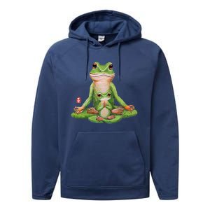 Two Yoga Frogs Meditation Yoga Animal Frogs Lover Gift Cool Gift Performance Fleece Hoodie