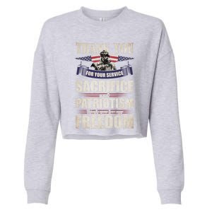 Thank You For Your Service Sacrifice Memorial Veterans Day Gift Cropped Pullover Crew