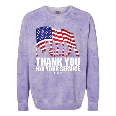 Thank You For Your Service Veteran Day Colorblast Crewneck Sweatshirt