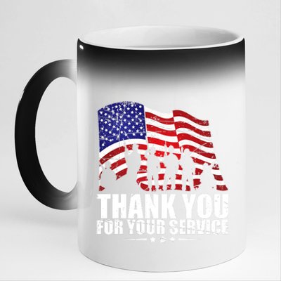 Thank You For Your Service Veteran Day 11oz Black Color Changing Mug