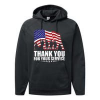 Thank You For Your Service Veteran Day Performance Fleece Hoodie