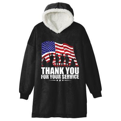 Thank You For Your Service Veteran Day Hooded Wearable Blanket